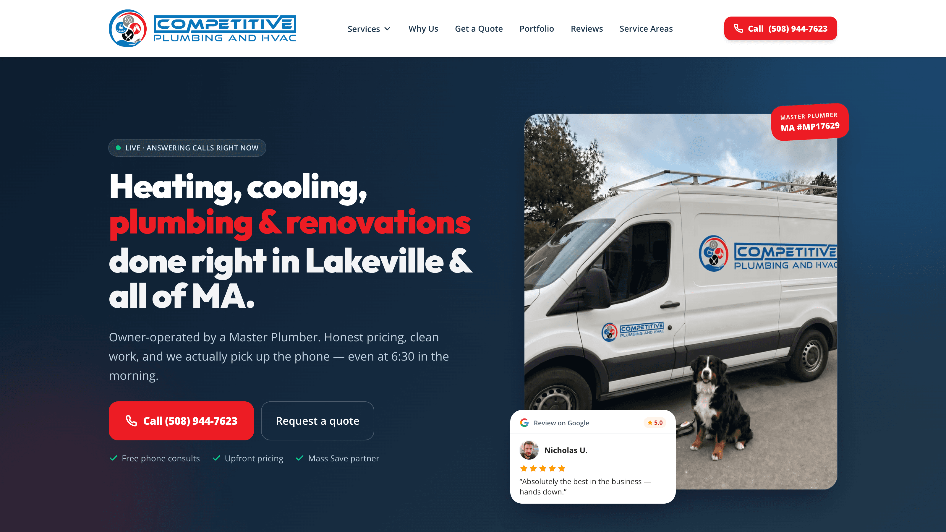 Competitive Plumbing & HVAC homepage
